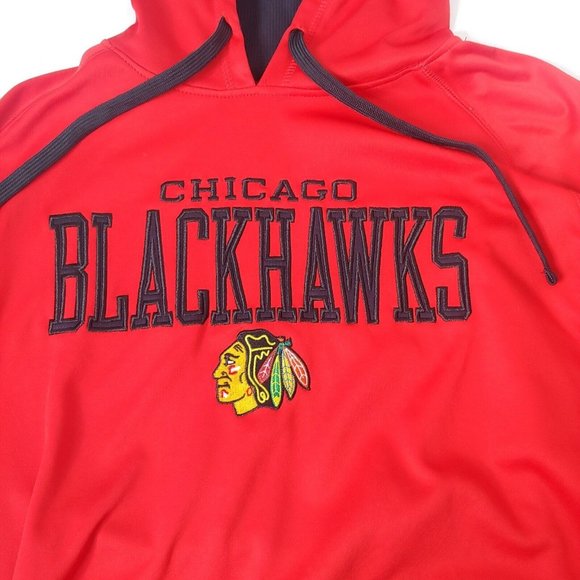 Chicago Blackhawks NHL Official Mens M Sweatshirt Red Pullover Hooded Hockey - Picture 2 of 9